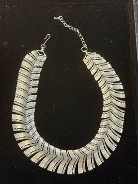 Lisner Silver Statement Chevron Collar Necklace VTG